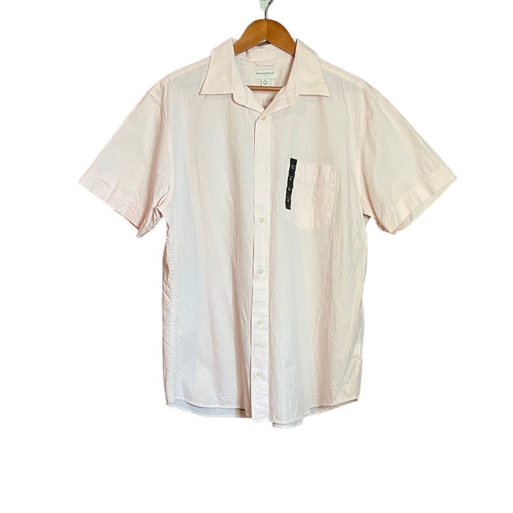 NEW! Banana republic light‎ pink short sleeve button down shirt